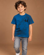 Blue Kids’ 44 Washed Graphic T-Shirt, child model front three-quarter view. T-shirt only.