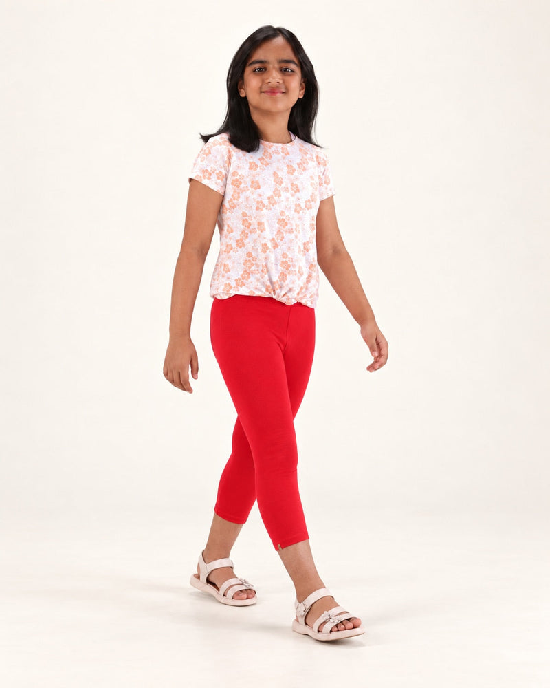 Girls’ Red Capri Leggings
