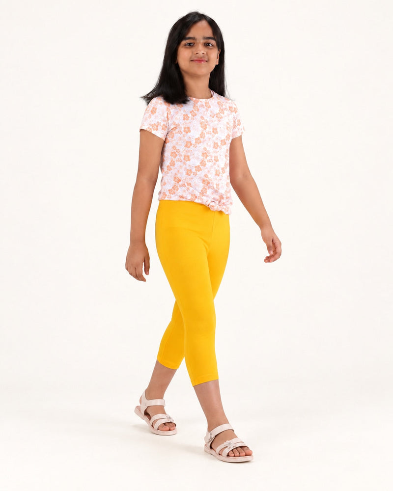 Girls’ Yellow Capri Leggings
