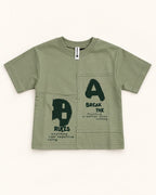 Front view of sage kids’ a/b graphic t-shirt.