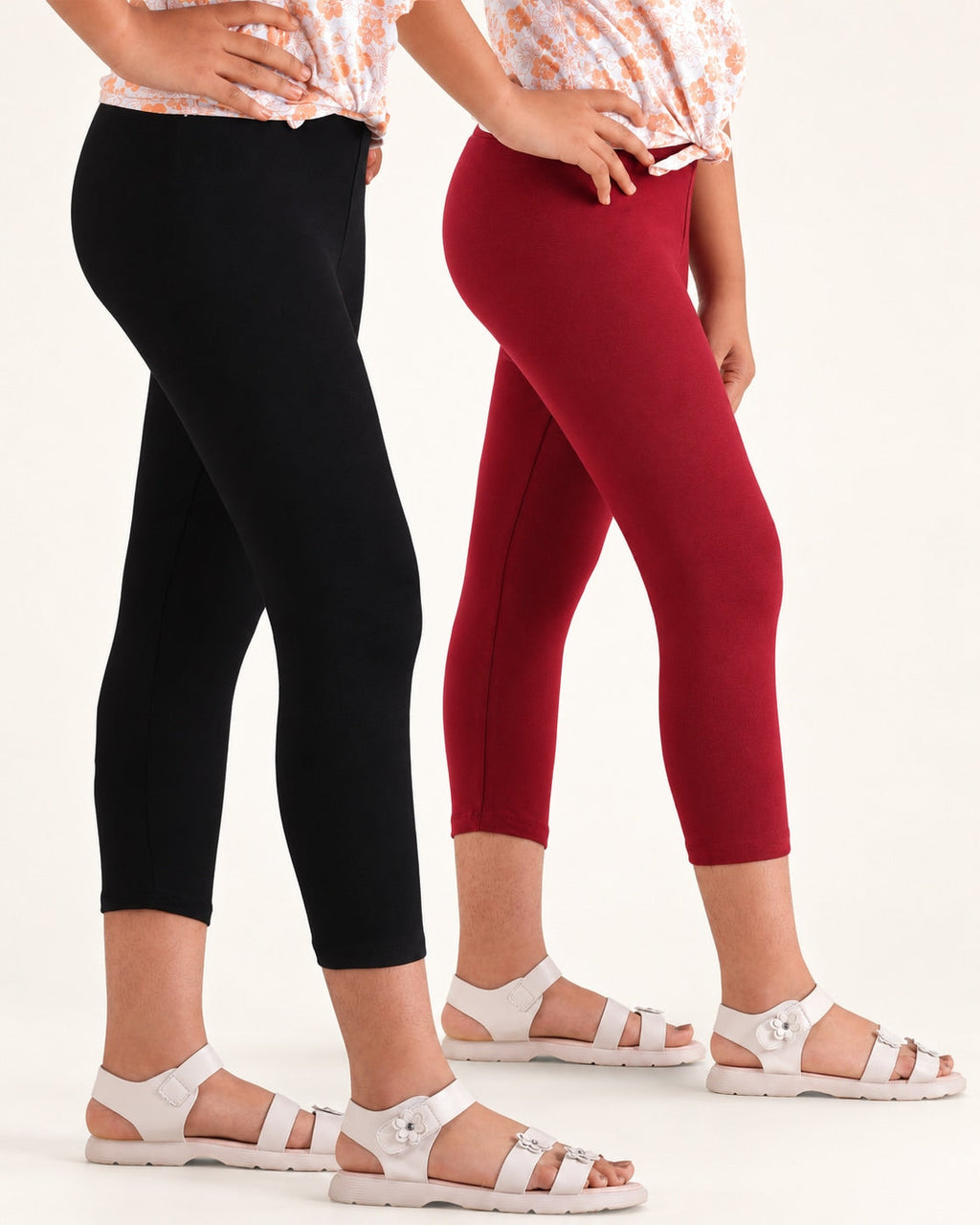 Girls’ Capri Leggings – 2-Piece Combo