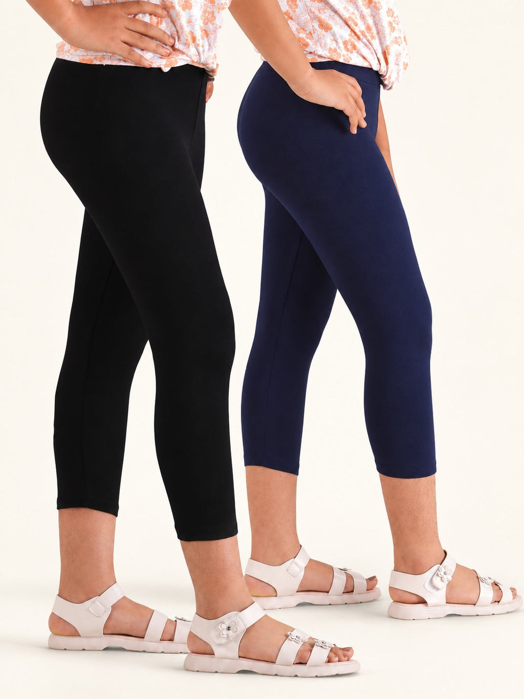 Girls’ Capri Leggings – 2-Piece Combo