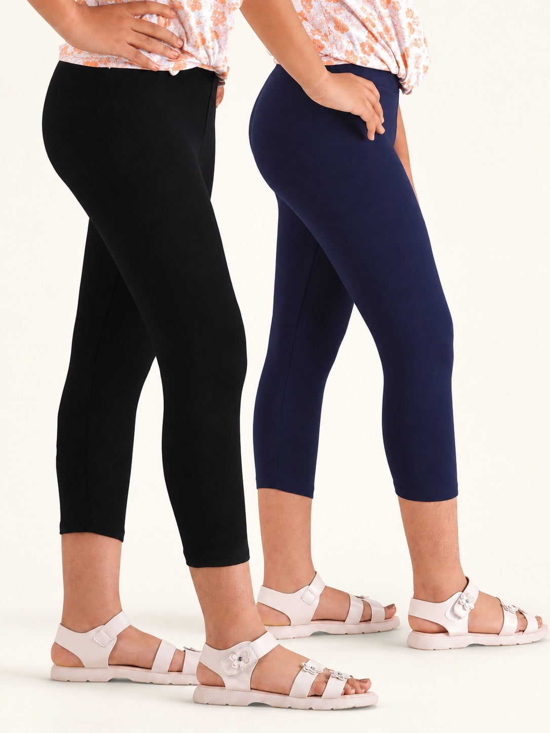 Girls’ Capri Leggings – 2-Piece Combo