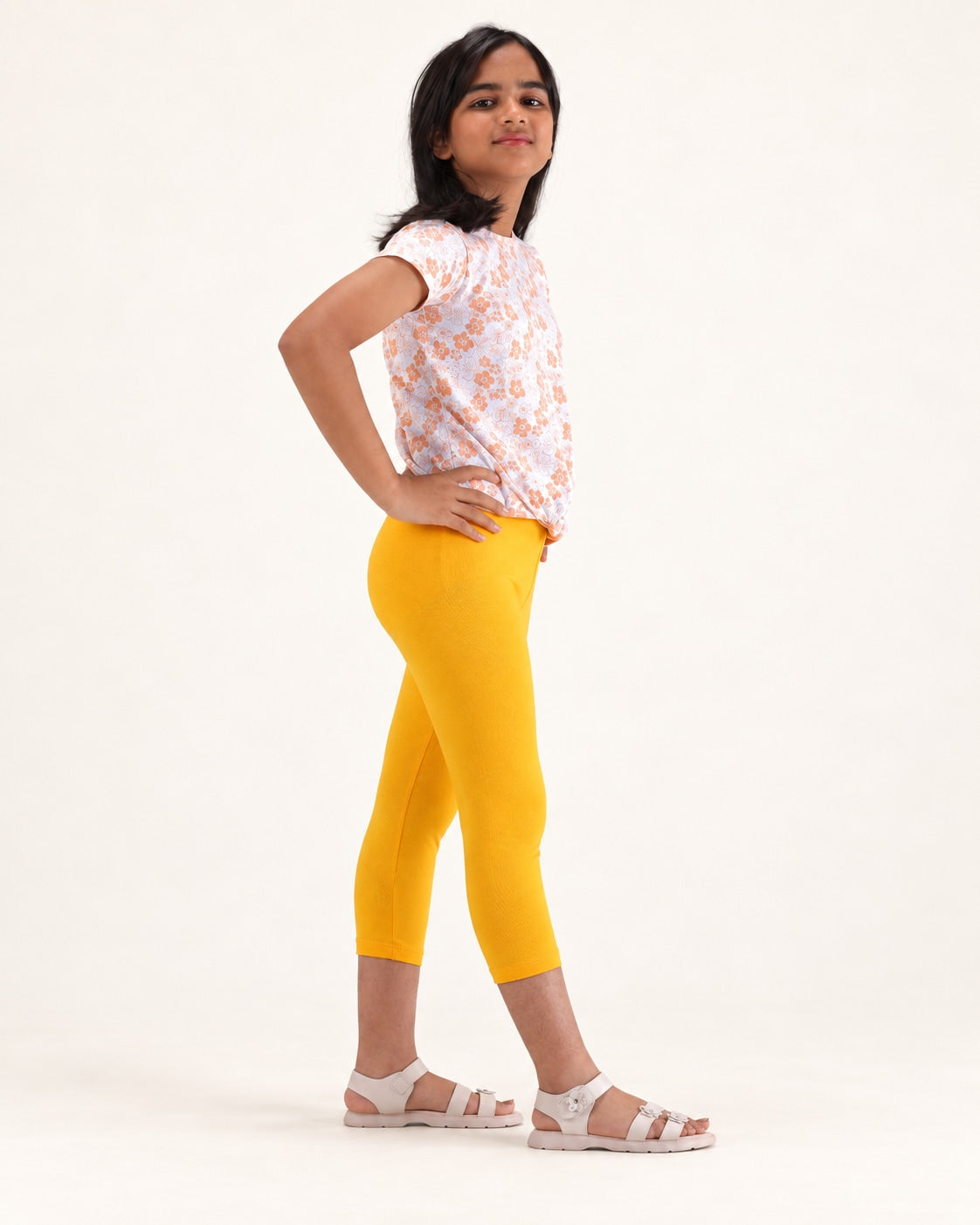 Girls’ Yellow Capri Leggings