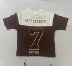 Brown Kids’ City Current Seven T-Shirt, supplied back view.