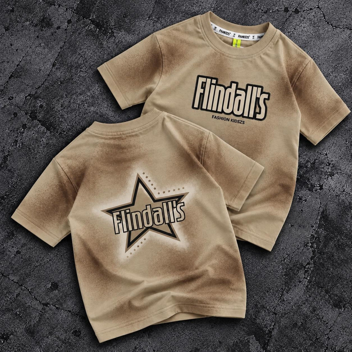 Beige Kids’ Flindall’s Star Graphic T-Shirt, supplied product reference. T-shirt only.