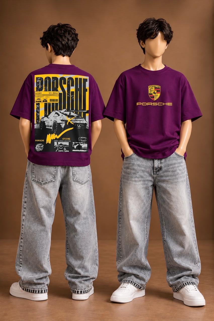 Purple Kids’ Motorsport Studio Graphic T-Shirt, supplied product reference. T-shirt only.