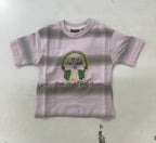 Lilac / Grey Kids’ Music Stripe Graphic T-Shirt, supplied product reference. T-shirt only.